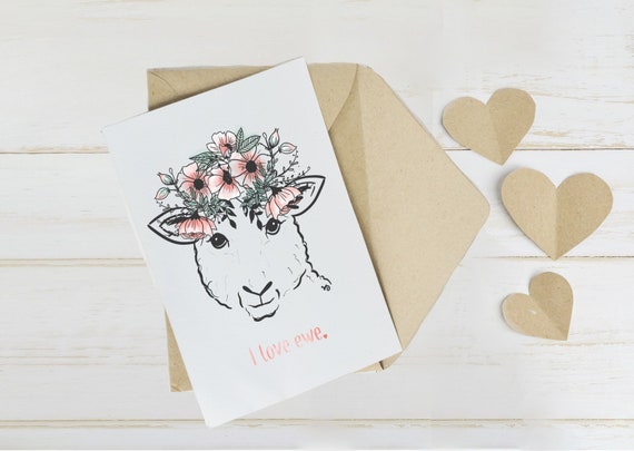 I love ewe - lamby love note- Sheep Valentine- Valentine for Shepherds- Valentine for Sheep lovers- Cute Sheep Valentine- Lamb Valentine