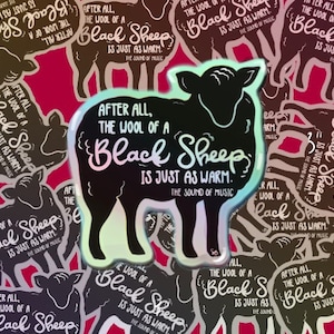 Black Sheep Holographic Vinyl Sticker- Rainbow Sticker- Sheep Sticker- Water bottle sticker-  Knitting Bumper Sticker- Shepherd Decal