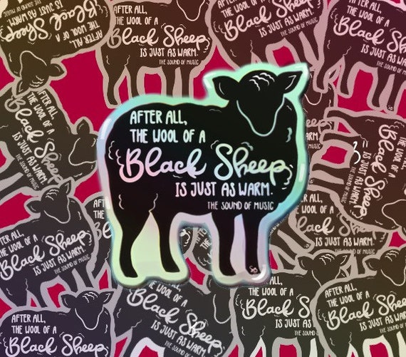Black Sheep Holographic Vinyl Sticker- Rainbow Sticker- Sheep Sticker- Water bottle sticker-  Knitting Bumper Sticker- Shepherd Decal