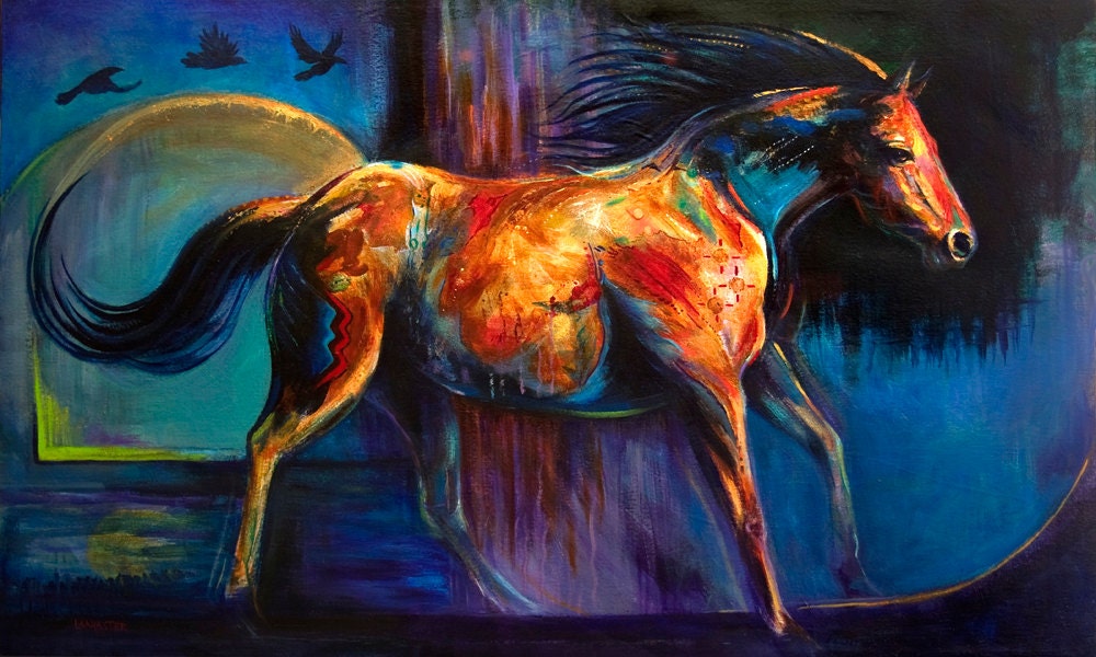 Modern Horse art print She Who Remembers the Ravens Etsy