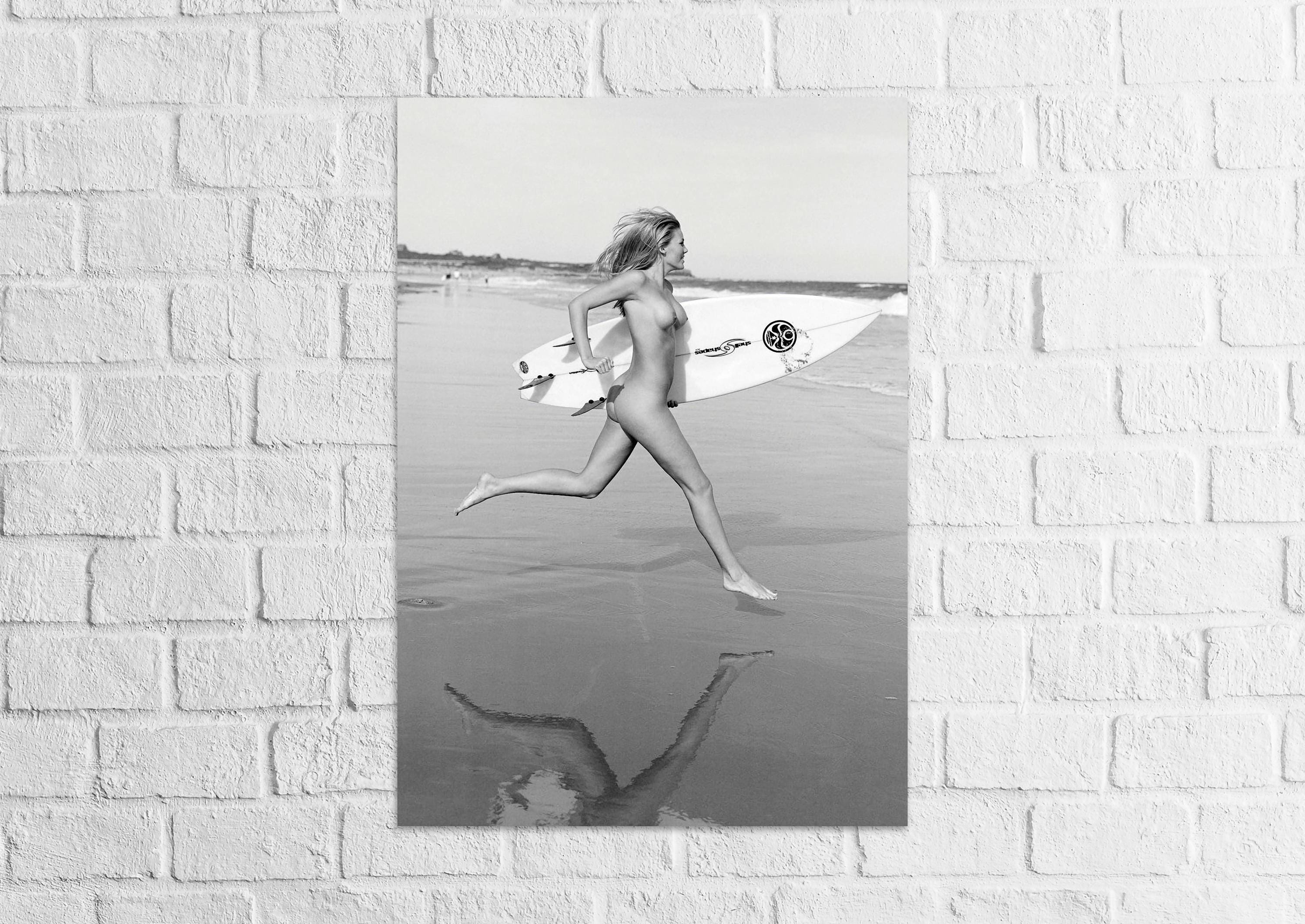 Nude Surfer Fine Art Photo Nude Surfer Girl Surfing Framed or Unframed