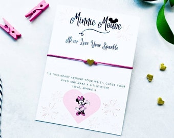 Pulsera de los deseos de Minnie Mouse de Disney, pulsera con dije de Minnie Mouse de Walt Disney, joyería de Minnie Mouse, regalo de Minnie Mouse, fiesta de Minnie Mouse