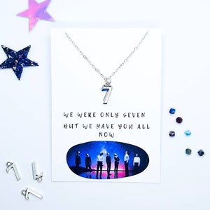BTS Charm Necklace, BTS We Are Bulletproof - The Eternal Necklace, Silver Plated BTS 7 Necklace, Bts Gift, Bts Jewellery