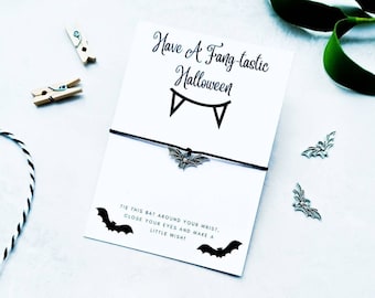 Bracciale dei desideri del pipistrello di Halloween, divertente braccialetto con ciondolo del pipistrello di Halloween, regalo di Halloween, gioielli del pipistrello, idea regalo del pipistrello di Halloween, braccialetto del pipistrello spettrale