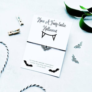 Halloween Bat Wish Bracelet, Fun Halloween Bat Charm Bracelet, Halloween Gift, Bat Jewellery, Halloween Bat Gift Idea, Spooky Bat Bracelet