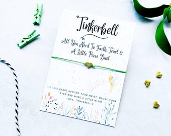 Disney Tinkerbell wens armband, Walt Disney Peter Pan bedelarmband, Tinkerbell cadeau, Peter Pan geïnspireerd cadeau Tinkerbell sieraden