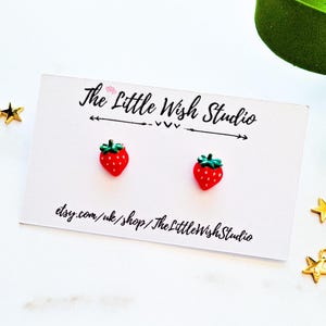 Fun Strawberry Earrings, Playful Fruit Earrings, Strawberry Jewellery, Strawberry Fruit Gift, Strawberry Gift, Stud Earrings, Gift For Her