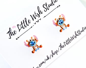 Fun Stitch Tiger Costume Earrings, Disney Leo & Stitch Earrings, Disney Jewellery, Stitch Gift, Playful Earrings, Fun Disney Jewellery,