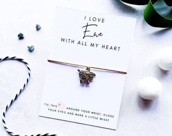 Fun Sheep Wish Bracelet, Love Ewe Friendship Charm Bracelet, Welsh Gift, Sheep Ewe Jewellery, Sheep Couple Bracelet, Bestie Sheep Gift