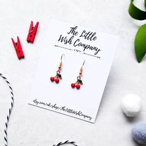 Cherry Earrings, Fun Fruit Cherry Earrings, Playful Dangle Earrings, Fun Earrings, Cherry Jewellery, Cherry Gift, Cherry Drop Earrings