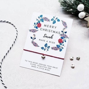 Personalisierte frohe Weihnachten Wunsch Armband, personalisierte Weihnachten Bettelarmband, Weihnachtskarte, machen einen Wunsch, kleines Weihnachtsgeschenk, Wichtel