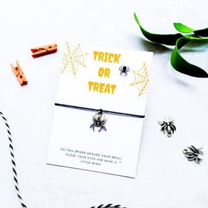 Halloween Spider Wish Bracelet, Fun Halloween Trick Or Treat Charm Bracelet, Halloween Gift, Spider Jewellery, Halloween Spider Gift