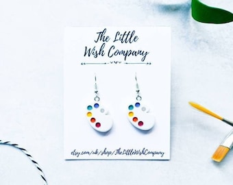 Fun Artist Pallet Dangle Earrings, Painters Pallet Earrings, Playful Earrings, Fun Earrings, Gift For Artist, Art Student Gift, Paint Gift