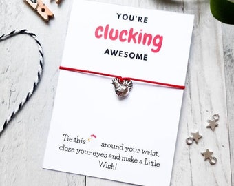 You're Clucking Awesome Wish Bracelet, Fun Chicken Charm Bracelet, Hen Bracelet, Chicken Jewellery, Fun Your Great Gift, Fun Chicken Gift