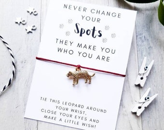 Leopard Wish Bracelet, Never Change Your Spots Charm Bracelet, Leopard Affirmation Bracelet, Leopard Jewellery, Cheetah Gift,Positivity Gift
