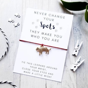 Leopard Wish Bracelet, Never Change Your Spots Charm Bracelet, Leopard Affirmation Bracelet, Leopard Jewellery, Cheetah Gift,Positivity Gift