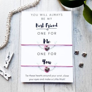 Friendship Bracelet, Best Friend Wish Bracelet, Heart Charm Bracelet, Friendship Jewellery, Friendship Charm Bracelet, Friendship Gift