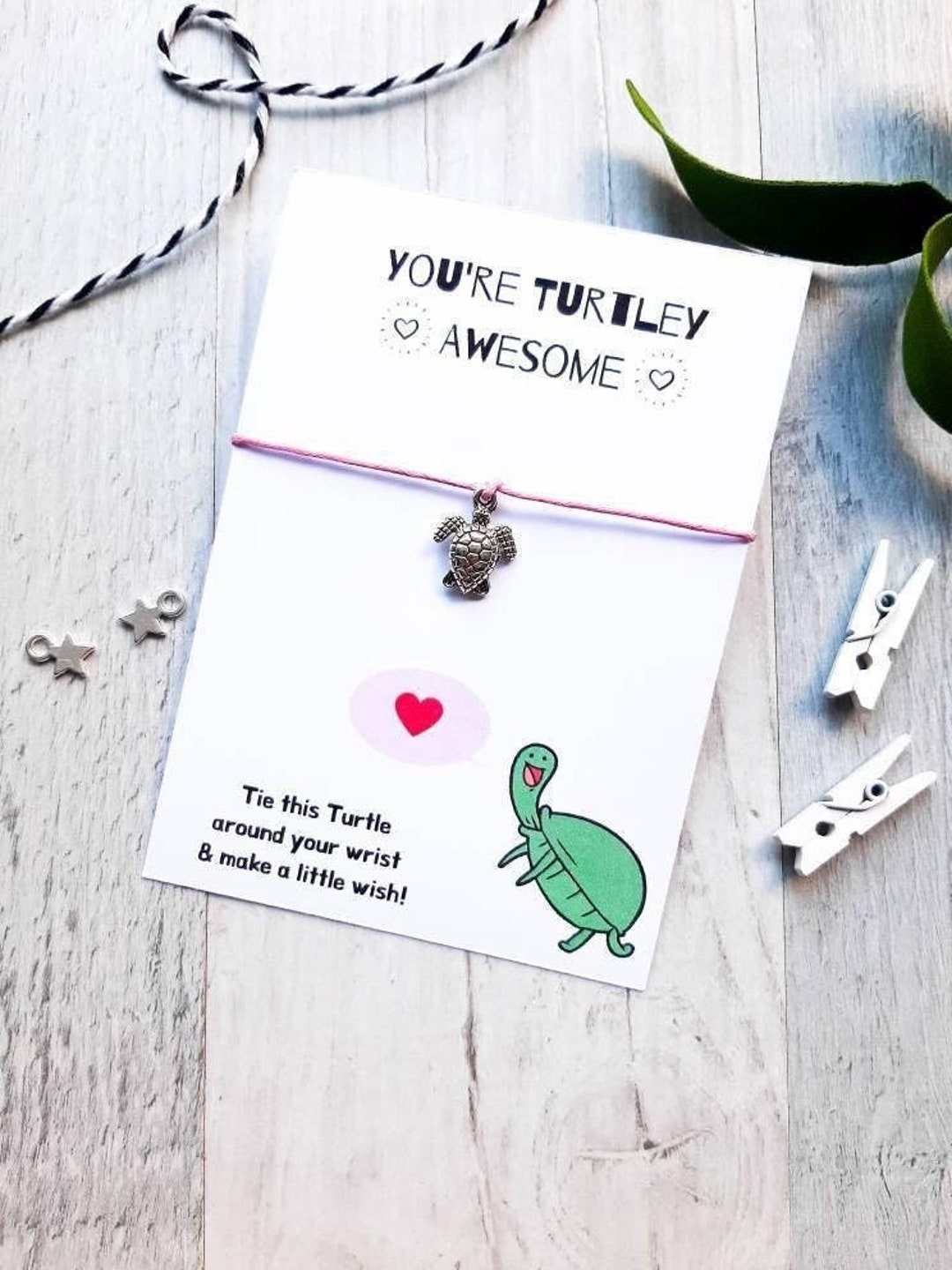 Turtle Wish Bracelet, Fun Turtle Charm Bracelet, Personalised Bracelet ...