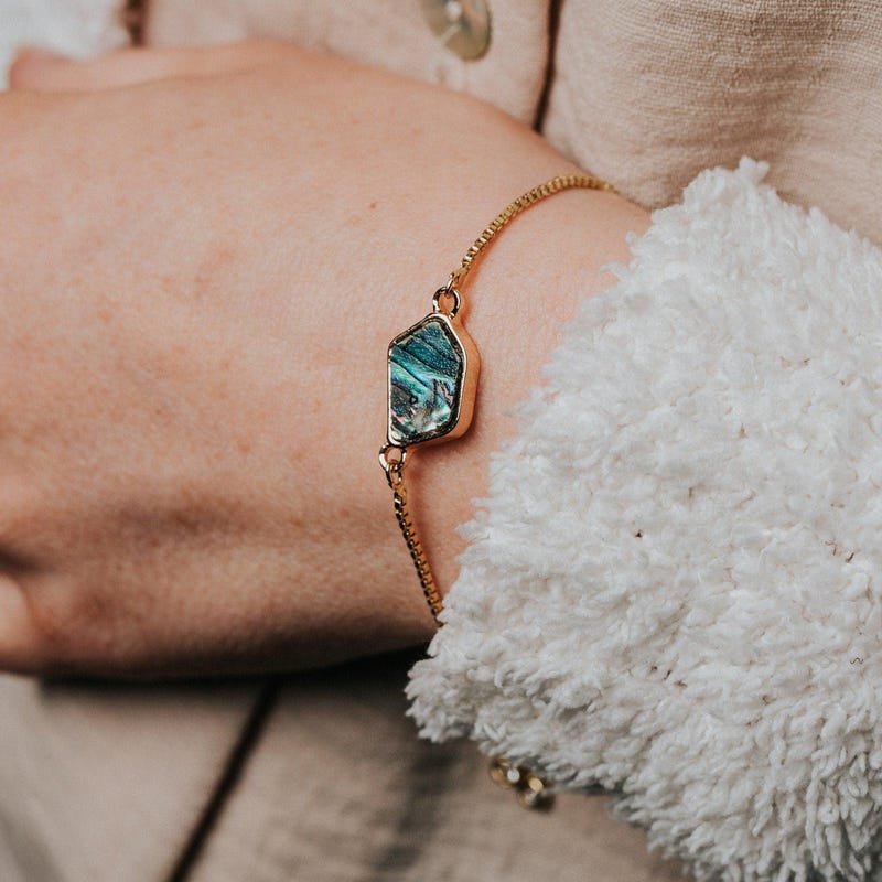 V3 Jewelry Coin Shape Abalone Shell Bracelet with Toggle Clasp main image 1