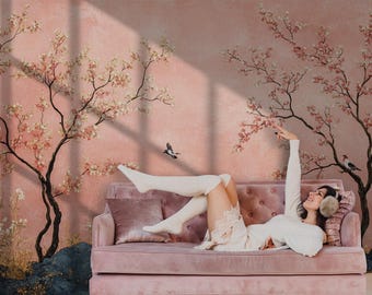 Cherry Blossom Wallpaper: Pink Floral Wall Mural, Peel and Stick