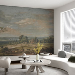 Antique Pastoral Landscape Wallpaper: Vintage Countryside Peel and ...