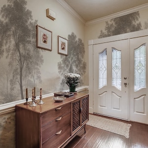 Pastoral Landscape Wallpaper, Neutral Farmhouse Wall Mural, Vintage Scenic Countryside Peel and Stick
