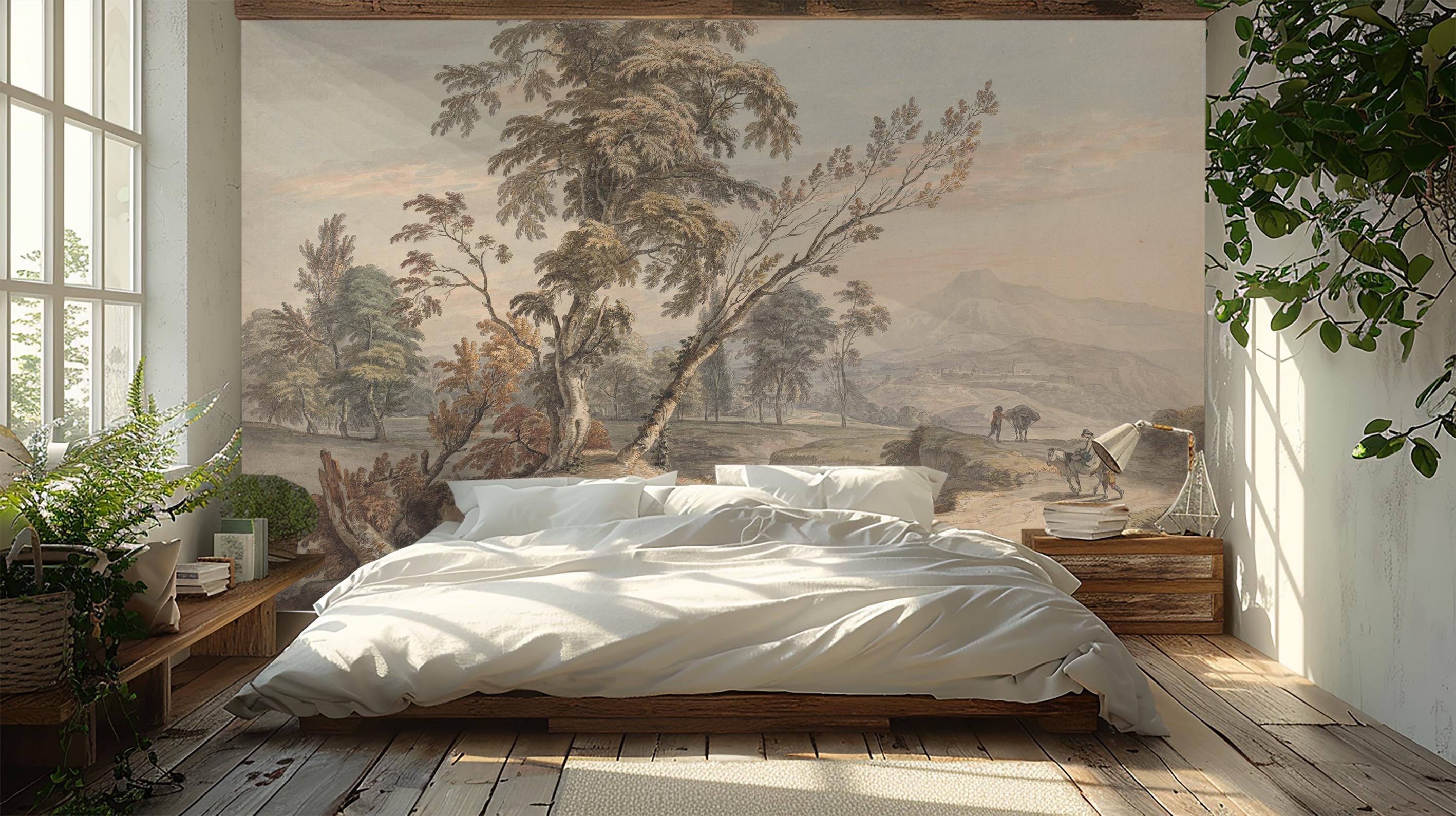 Antique Pastoral Landscape Wallpaper: Vintage Countryside Peel and ...