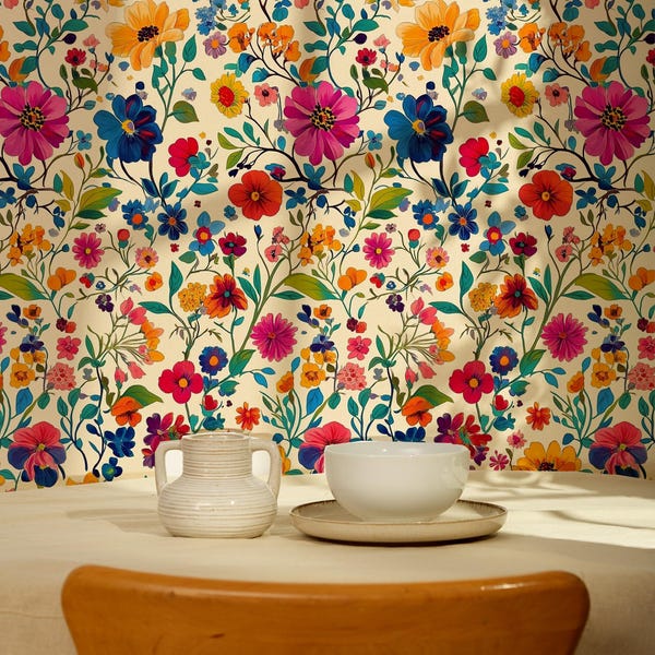 Floral Peel and Stick Wallpaper: Colorful Removable Home Decor
