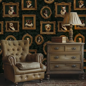 Renaissance Dogs Portrait Wallpaper: Royal Pet Peel and Stick Wallpaper