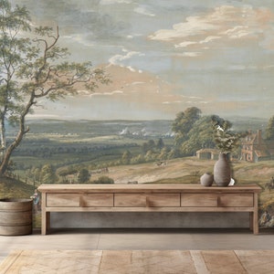 Antique Pastoral Landscape Wallpaper: Vintage Countryside Peel and ...