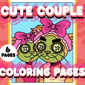 Cute Kawaii Couple Coloring Book Pages for Adults and Teens, Cozy Date Night Coloring Book Pages, Digital Coloring Book, Kawaii Gift, Kids