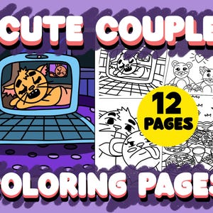 12 Romantic Couple Coloring Book Pages, Cute Couple Coloring Pages for Adults, Digital Coloring Book, Teen and Kids Coloring Pages