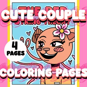 Cute Couple Coloring Book Pages for Adults, Date Night Coloring Pages, Valentines Day Coloring Book, Kawaii Gift, Kids and Teens Coloring