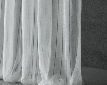 Stripped Gauze curtain panel |Double Height 300cm - 118inches/sold by panel/by the meter