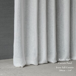 Extra Tall Semi-Transparent Curtain Panel 290cm (114”) | Lightweight Textured Sheer Curtain | 6 Neutral Colors | High Ceiling Window Curtain