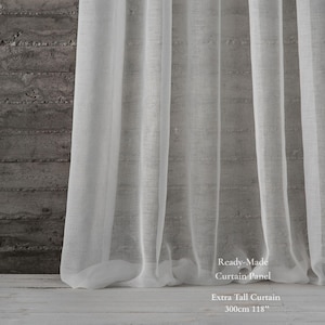Transparent Curtain Panel | Double Width 300cm (118 inches) | 16 Colors