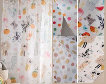 Jungle Safari Kids Curtain Panel | Opaque or Transparent Option | Double Width 300cm (118 inches)