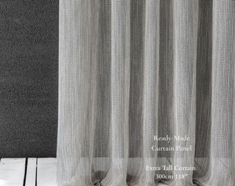 Delicate Net Transparent Curtain Panel | Natural Color Palette | Double Height 300cm (118 inches)