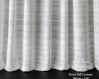 Semi-Transparent Curtain Panel | Highlight Pattern | 3 Colors | Extra Tall 300 cm / 118” | Sold by Panel or by Meter