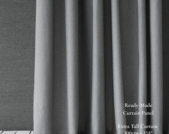 Semi-Transparent Plain Curtain Panel | 8 Natural Colors | Extra Tall 300 cm / 118” | Sold by Panel or by Meter
