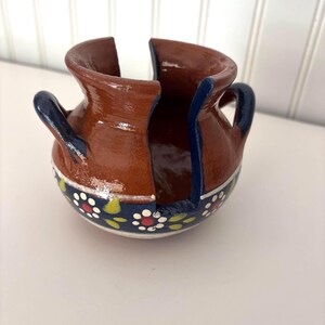 Vintage Mexican Clay Napkin Holder Jarrito Shape • Hand Painted Talavera Style Barro Servilletero • Mexican Kitchen Decor • Folk Art Pottery