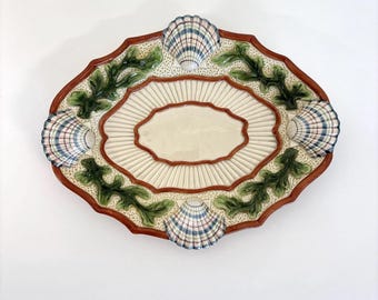 Fitz & Floyd Shell Relish Plate Fish Market Collection, 10" Hand-crafted  -- Shells, Coral, Seaweed, Vintage