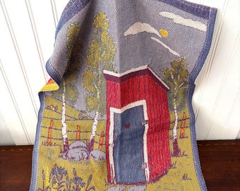 Vintage Ekelund Geschirrtuch Küche Tapisserie Tapisserie Schweden Rote Kabine Landhaus Land