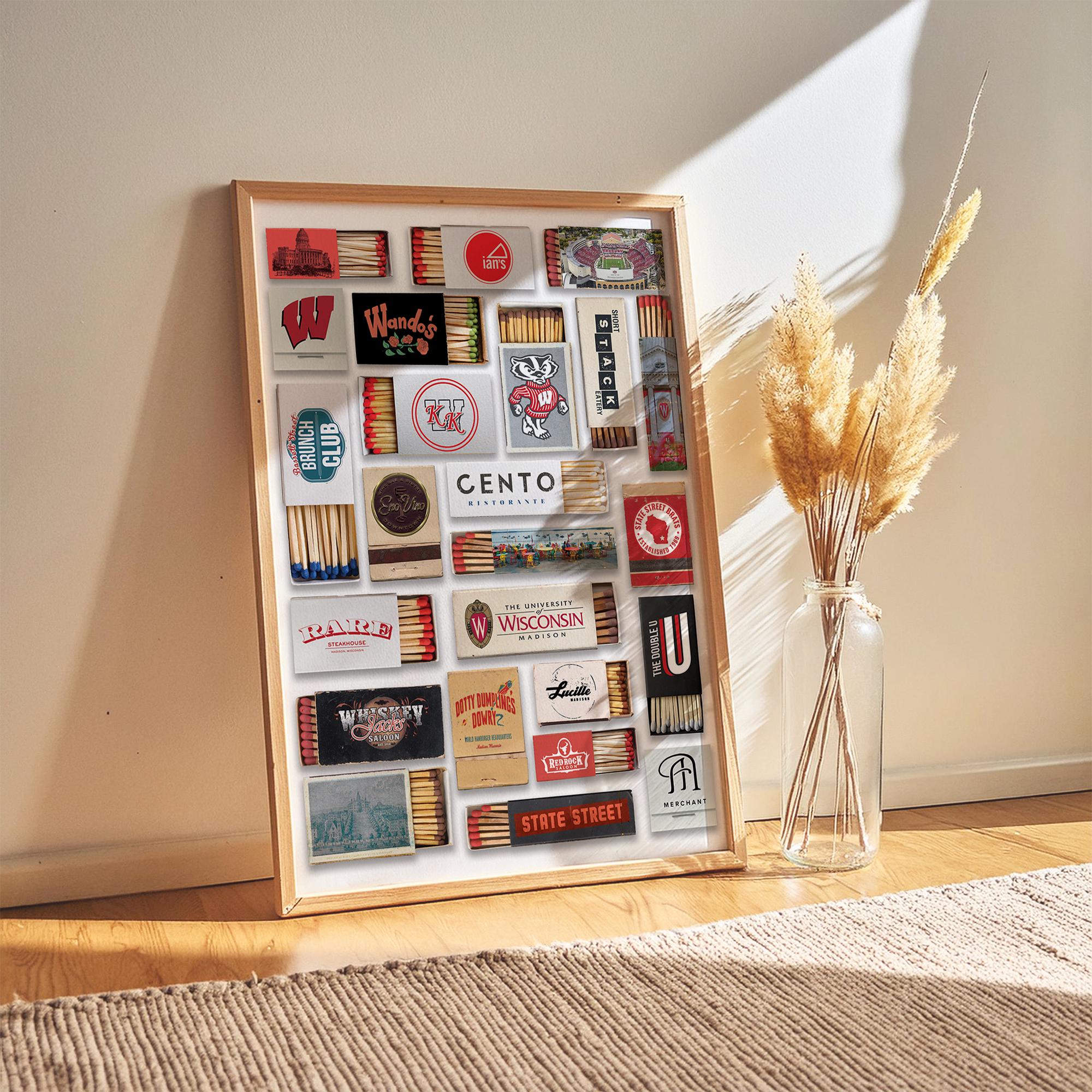Wisconsin Match Boxes Druck | Streichholzschachtel-Kunst | College-Druck | Wanddekoration | Trendige Drucke | Digitaler Download