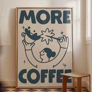 Cafe pour moi Print Kitchen, Bar Cart Wall Decor Dibujado a mano Arte Cóctel Impresión Cartel Moda Decoración del Hogar Maximalista Descarga Digital
