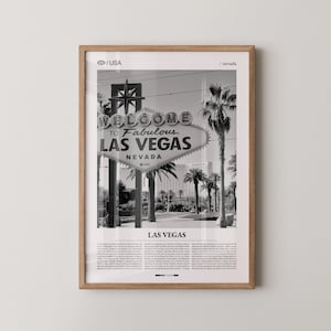 Las Vegas Print Black and White, City Photo Poster, Nevada Wall Art, Minimalist Home Decor Gift