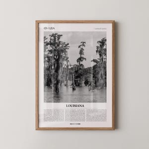 Louisiana Print Black and White, Landscape Photo Poster, Southern Wall Art, Minimalist Home Decor Gift