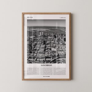 San Diego Print Black and White, City Photo Poster, Coastal Wall Art, Minimalist Home Decor Gift