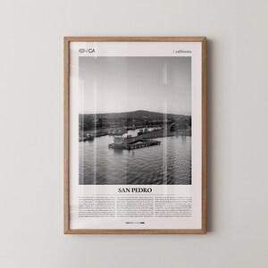 San Pedro Print Black and White, Coastal Photo Poster, Los Angeles Wall Art, Minimalist Home Decor Gift