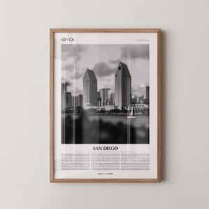 San Diego Print Black and White, City Photo Poster, Coastal Wall Art, Minimalist Home Decor Gift